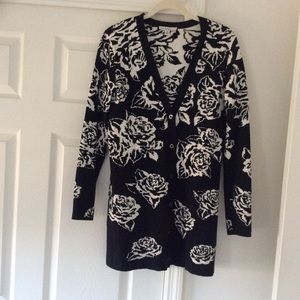 Rose Jacquard Boyfriend Cardigan